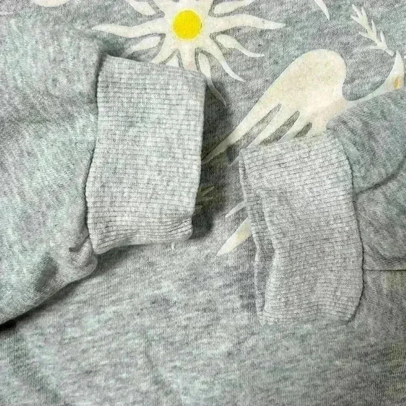 ANTHROPOLOGIE Jason Yun Peace Dove Ruched Gray Puff Sleeve Sweatshirt Women XS - Picture 4 of 11